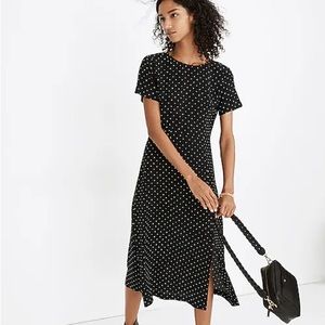 Madewell Silk Crewneck Midi Dress in Polka Dot Size 4
